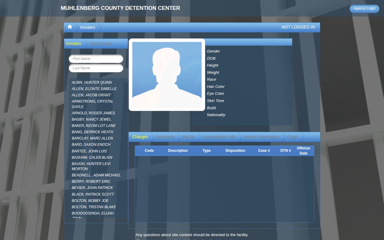 Muhlenberg County Detention Center current roster and release record route
